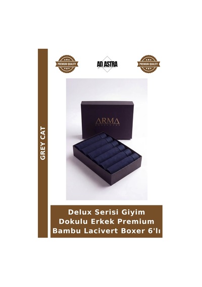Grey Cat Delux Serisi Giyim Dokulu Erkek Premium Bambu Lacivert Boxer 6'lı Lacivert-6