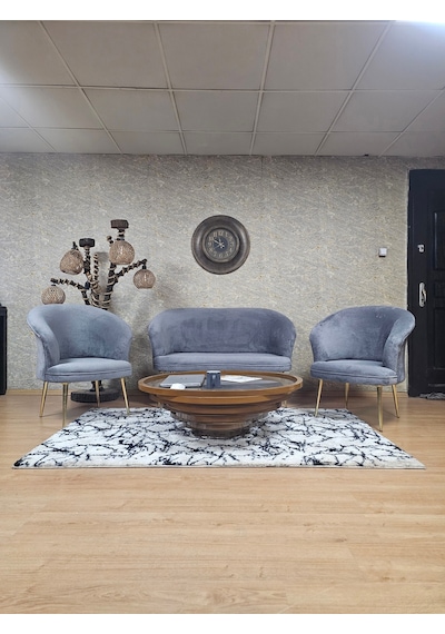 Zafir Teddy Takım Gold Kaplama Sivriltme Ayak Çay Seti Koltuk - Berjer , Balkon, Salon, Ofis Gri Zafir Teddy Takım Gold Kaplama Sivriltme Ayak Çay Seti Koltuk - Berjer , Balkon, Salon, Ofis Gri