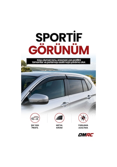Fiat Doblo 2023+ Uyumlu Araca Özel Chrome Style Akrilik Cam Rüzgarlığı Koyu Duman 4 Parça