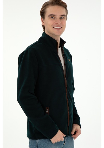U.S. Polo Assn.  Erkek Koyu Yeşil  Polar Örme Hırka 50290594-VR079