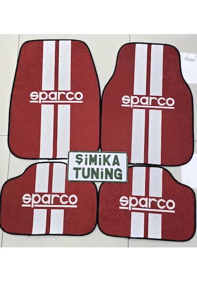 Sparco Kırmızı Dekor Oto Halı Paspas Üniversal Yıkanabilir Her Araca Uyumlu