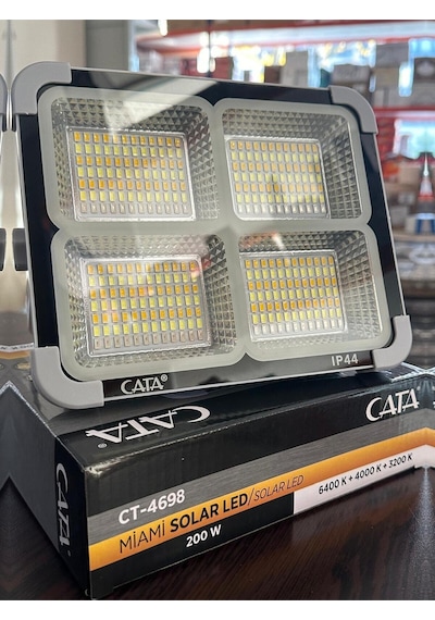Ct-4698 Miami Solar Led Projektör Yeni Solar Panel Ve Pil Ömrü Güçlendirilmiş Beyaz
