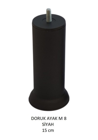 Doruk Ayak, Cıvatalı Baza Koltuk Dolap Ayağı, Metal, Siyah, M8, 15 Cm Siyah
