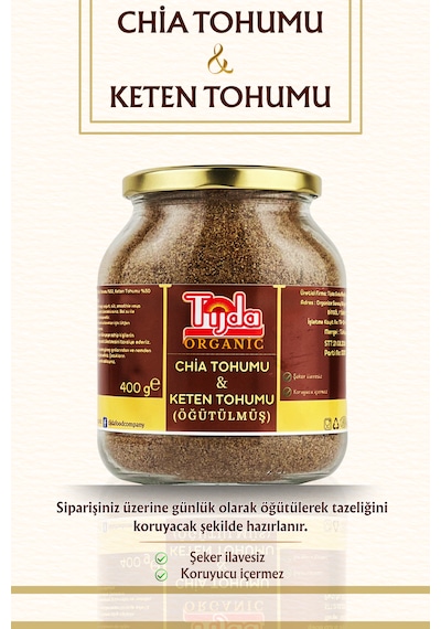 Chia Tohumu %50, Keten Tohumu %50 Öğütülmüş Toz 400 G