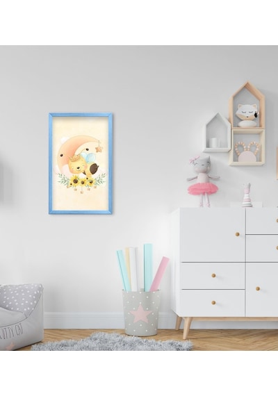 Bk Home Sevimli Arı Tasarımlı Dekoratif Mavi Ahşap Çerçeveli Çocu (551087198)