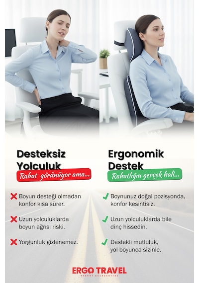 Viscofoam Araç Içi Visco Boyun Destek Ve Bel Destek Yastığı Gri Visco Yastık