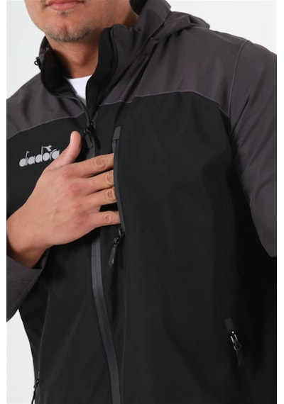Diadora Elite - Erkek Siyah-Gri Su Geçirmez Spor Yağmurluk Gri