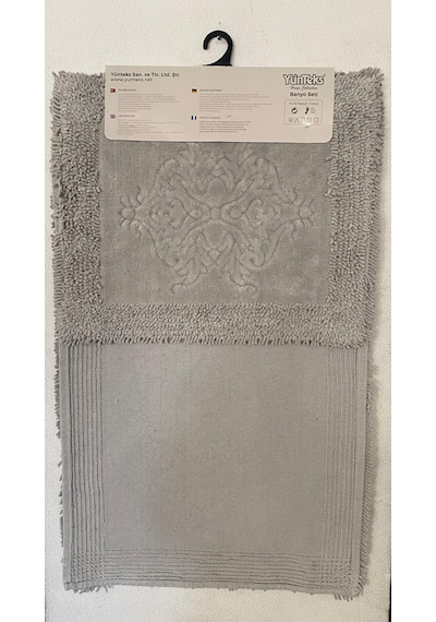 Pamuk Makarna Tufting 2'li Klozet Takımı , Banyo Seti , Damask, V