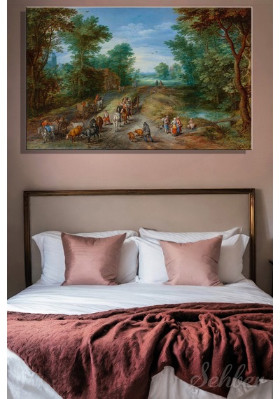 Kanvas Tablo Yatay Tekli Ev Kafe Ofis Jan Brueghel The Elder Gezgibli Orman Manzarası Tablosu 2956