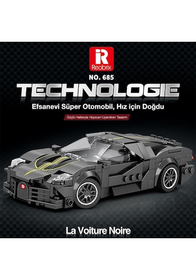 Reobrix Creator 685 Bugatti La Voiture Noire Spor Araba Yaratıcı Yapı Blok Seti Building Blocks - 339 Parça