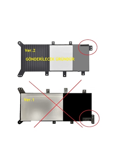 Nion Asus K555l, K555la, K555lb, K555ld, K555ln, K555lp, K555lf, K555lj Uyumlu Ver.2 Batarya Pil