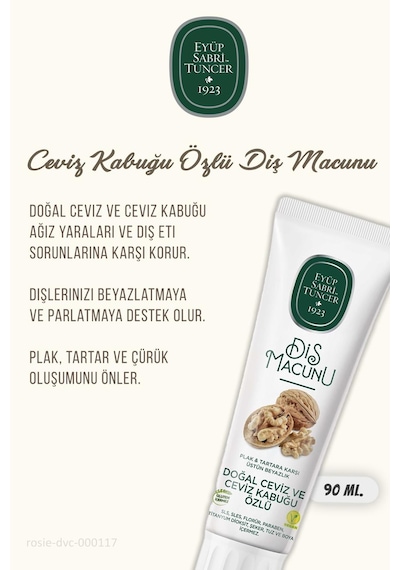 Eyüp Sabri Tuncer 3'lü Diş Macunu Ceviz Ve Kabuğu Özlü 90 Ml Ve Rosıe Pamuk