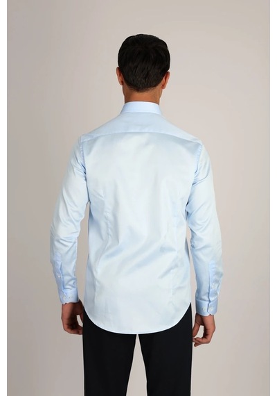 Lorenzo Mazzoli Lm375 C 551 A.mavi Pamuk Saten Comfort Fit Erkek Gömlek A.mavi