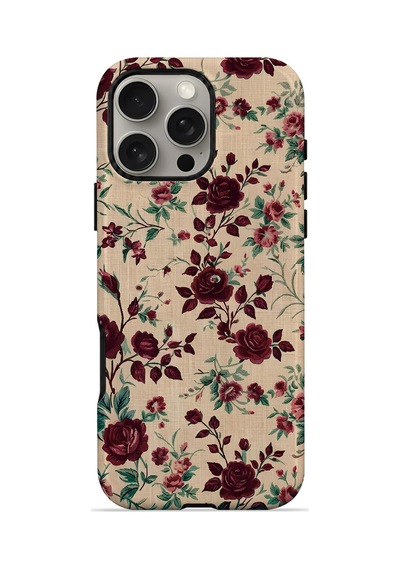Velvoria Valestra Bordo Botanik Apple Apple iPhone Uyumlu 16 Pro Max Magsafe Koruma Kılıfı Valestra Magline - Bordo Botanik