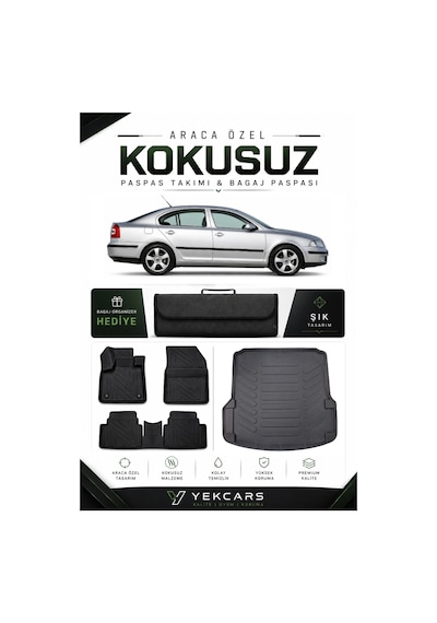 Skoda Octavia 2005 Model Aracınıza Özel 4d Karbonlu Kauçuk Paspas Takımı Ve Bagaj Havuzu