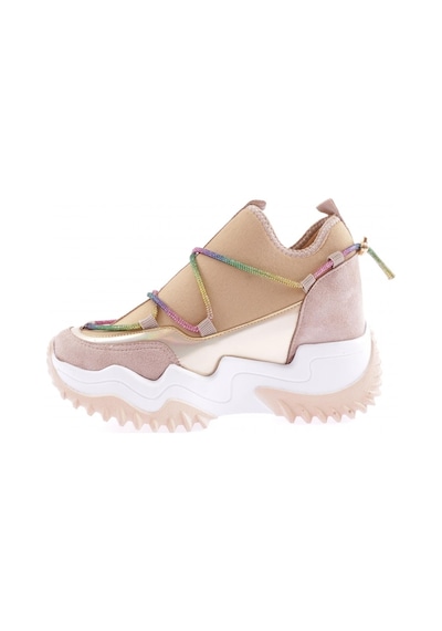 Dgn Z94 23y Kadin Mega Kalin Taban Simli İp Detayli Sneakers Ayakkabi Z94-1720-R1806 Ten