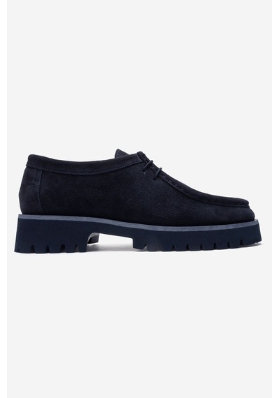 Luvi Shoes Talıa Lacivert Süet Hakiki Deri Bağcıklı Kadın Loafer Ayakkabı