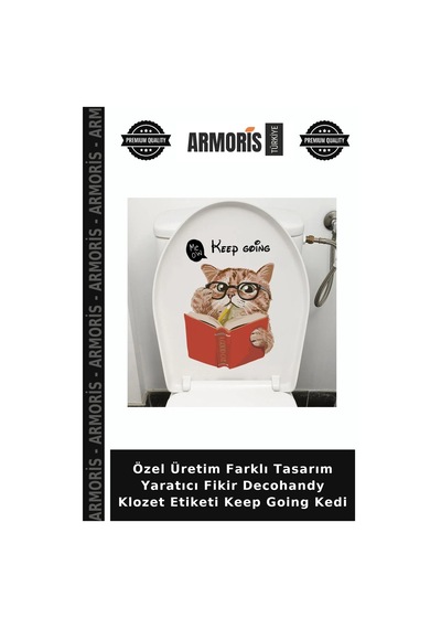 Özel Üretim Farklı Tasarım Yaratıcı Fikir Decohandy Klozet Etiketi Keep Going Kedi