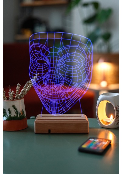 V For Vendetta Maske 16 Renk Kumandalı 3d Gece Lambası