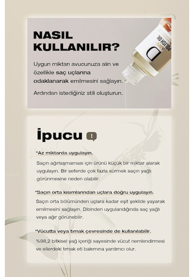 Dashu Pro Airy Polish Oil Saça Parlak Ve Islak Bir Görünüm Sunan Bitkisel Özler İçeren Saç Yağı 30 ML