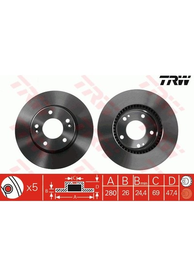 Kia Ceed Ön Fren Diski 280 mm Çap 2007-2012 Trw