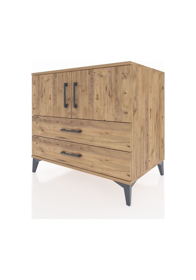 Kronos Şifonyer 2 Raflı 2 Çekmeceli 2 Kapaklı 88x59x80 Çam-çam Çam