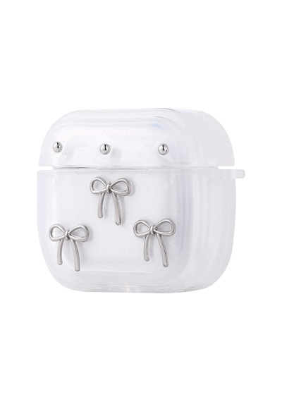 Apple Uyumlu AirPods 4 Lopard Airbag 44 Airbag Tasarımlı Simli Şeffaf Kutup Kılıf Fiyonk