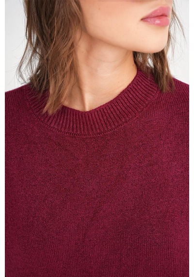 Hiccup Mixray Oversize Triko Kazak Bordo - Kırmızı
