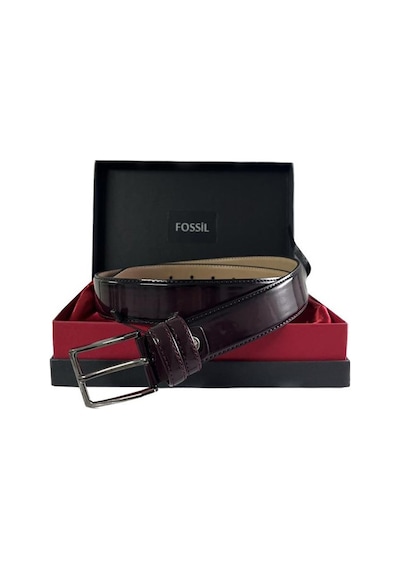 Fossil Bordo Rugan Suni Deri 3,5 Cm Erkek Kemeri 105 Taba