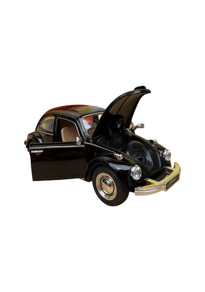 Nostaljik Beetle Vosvos Oyuncak Araba - 17cm Büyük Boy - Sesli Işıklı Ve Sürtmeli - Siyah Model Çok Renkli