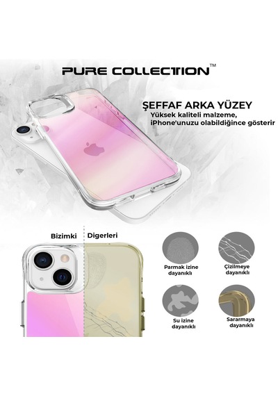 Bix iPhone Uyumlu 14 Plus / 15 Plus Pure Rainbow Renk Geçişli Şeffaf Kılıf Çizilmeye Dayanıklı Darbe Emici Pembe Bix iPhone Uyumlu 14 Plus / 15 Plus Pure Rainbow Renk Geçişli Şeffaf Kılıf Çizilmeye Dayanıklı Darbe Emici Pembe