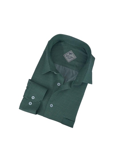 Pamuklu Oxford Uzun Kollu Unisex Gömlek Slim Fit Yeşil