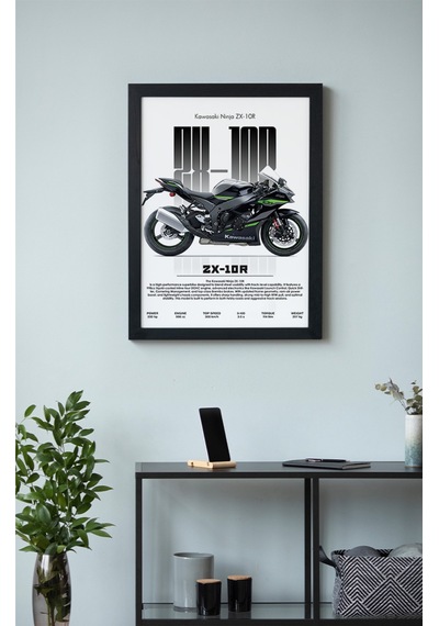 Kawasaki Ninja Zx-10r Ahşap Çerçeveli Poster Tablo Wsbk Şampiyon Tasarımı