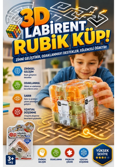 3d Labirent Zeka Küpü Eğitici Akıl Oyunu Çelik Bilyeli Sabır Ve Odaklanma Oyuncağı 3+ Yaş