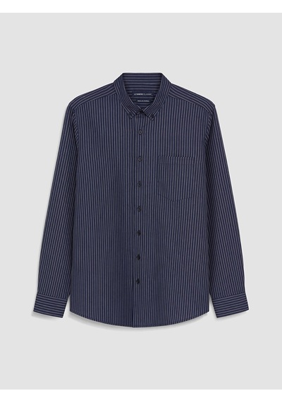 Lcwaıkıkı Classic Lacivert Regular Fit Çizgiili Gabardin Erkek Gömlek