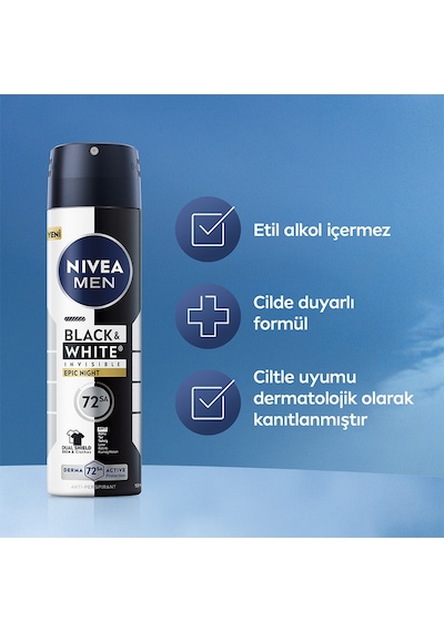 Nivea Men Erkek Sprey Deodorant Black&white Epic Night 150 Ml