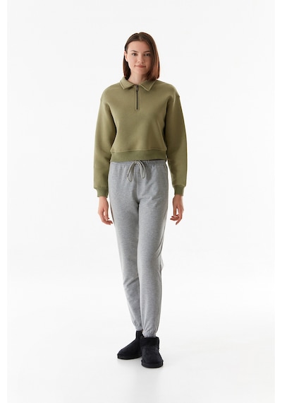 Fullamoda Basic Beli Lastikli Jogger Eşofman Altı 24mgb7767210131-gri Gri