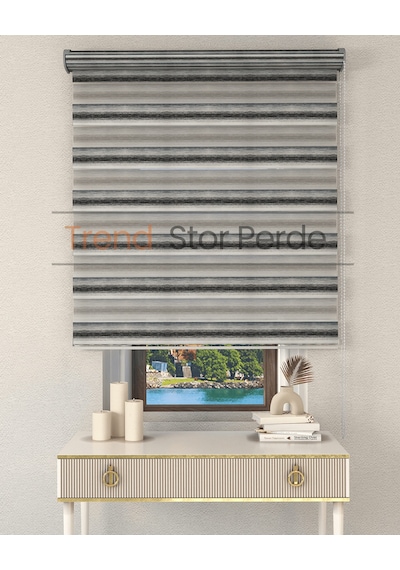 Siyah Yeşil Geçişli Etek Dilimsiz Zebra Stor Güneşlik Perde Siyah-yeşil