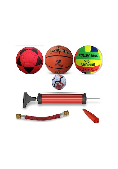 Aee Voleybol Topu + 3 Lü Mini Pompa Seti Indoor Outdoor Dayanıklı Şişirme Pompalı Set Karışık Renk Ve Model Açık Gri