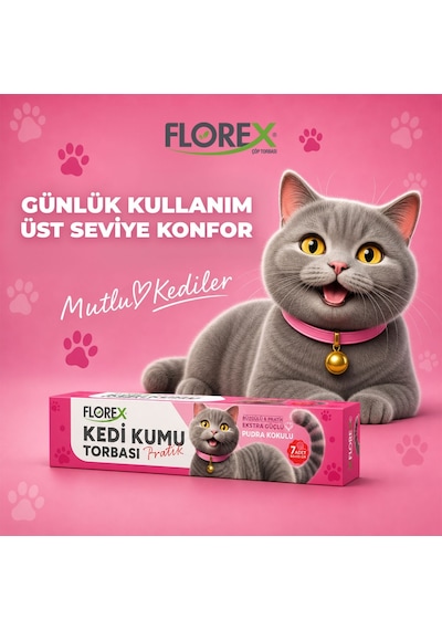 Florex Kedi Kumu Torbası Pudra Kokulu 7'li Paket