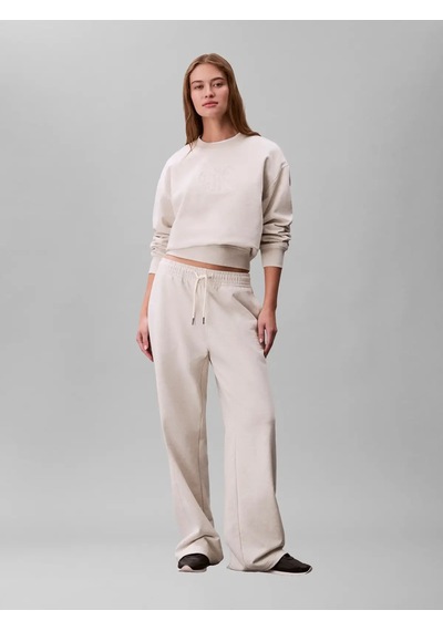 Calvin Klein Ls Embossed Monologo, P4p, Xxs Krem Kadın Sweatshirt