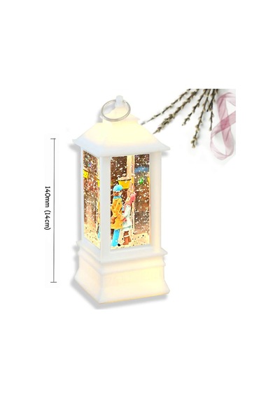 Sokak Lambası Romantik Aşıklar Işıklı Sim Kar Küresi & Mini Peluş Ayıcık