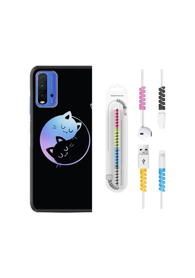 Xiaomi Redmi 9T Kılıf +Kablo Koruyucu Love Cats 1604