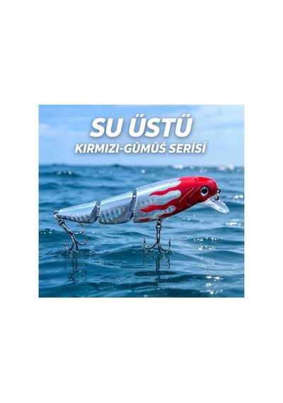 Su Üstü Balık Avı Kaşığı 3 Parçalı Oynar Gövde Kırmızı Gümüş Parlak Renk Yüzüş Aksiyonu Ve Güçlü