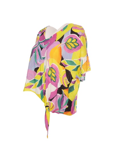 Ysatis Oversize V Yaka Kısa Kol Crop Bluz - Yazlık Siyah