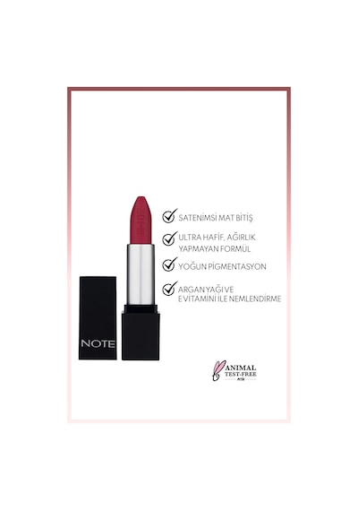 Note Cosmetique Mattever Lipstick Yarı Mat Saten Bitişli Ruj 13 Strawberry Envie - Pembe