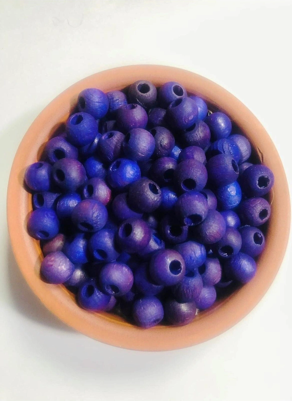Mor Ahşap Boncuk 10 Mm 100 Gr