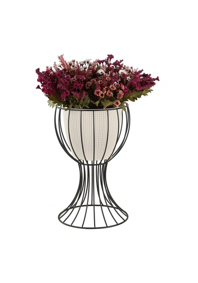 Anafor Saksılık Siyah 43 Cm Krem Saksı