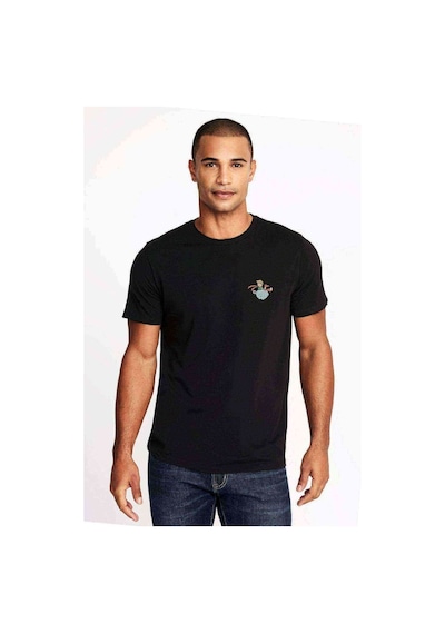 Küçük Prens Göğüs Baskı Çizgi Film Baskılı Siyah Erkek Tshirt