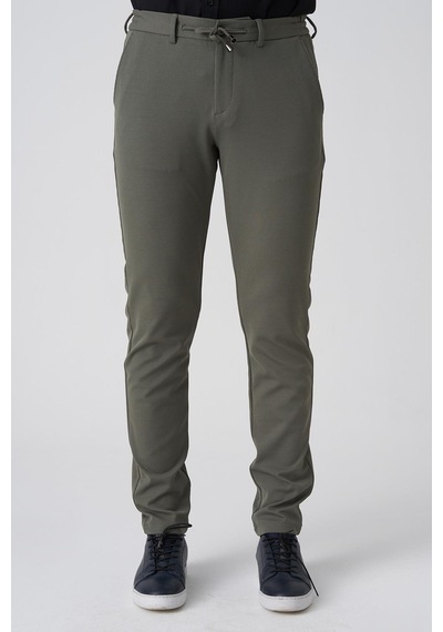 White Stone Barreiro P1036 Slim Fit Twis Bağcıklı Likralı Jogger Pantolon Haki Haki